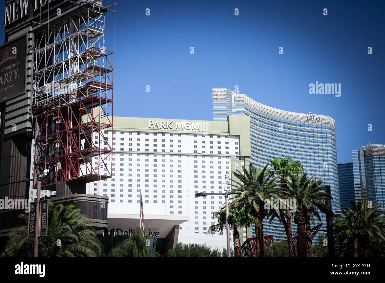 LAS VEGAS, NEVADA - 13 JULY 2024: Exterior view of Park MGM resort on the Strip. Part of MGM Resorts international, it's an hotel and casino in Las Ve Stock Photo