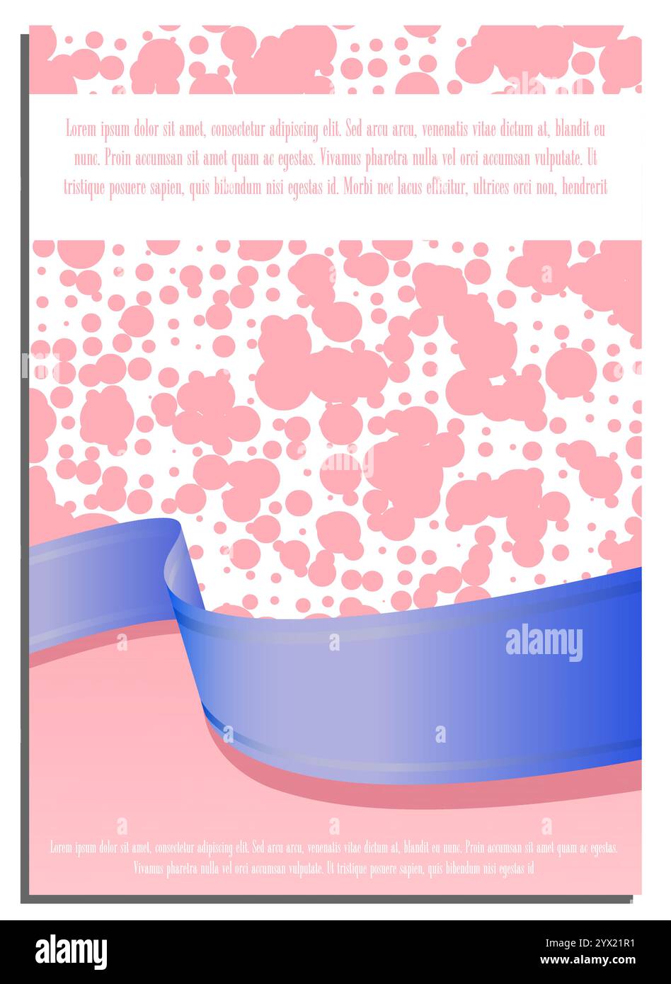 Vertical pink blue abstract background with ribbon, pink blots, for ...