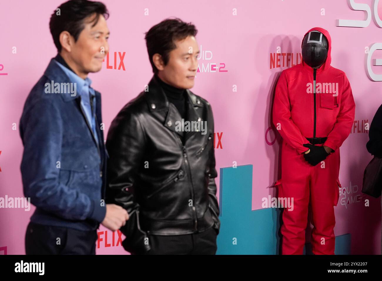 Lee Jungjae, left, and Lee Byunghun arrive at the premiere