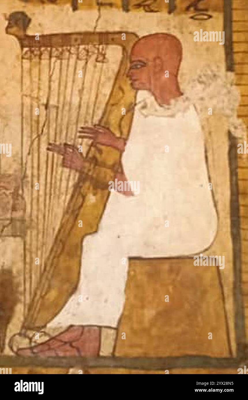 Crooked harp or 7-shaped harp, 25th dynasty. Stock Photo