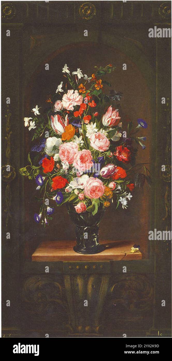 Daniel Seghers follower - Flowers in a glass vase, circa 1640 Stock ...