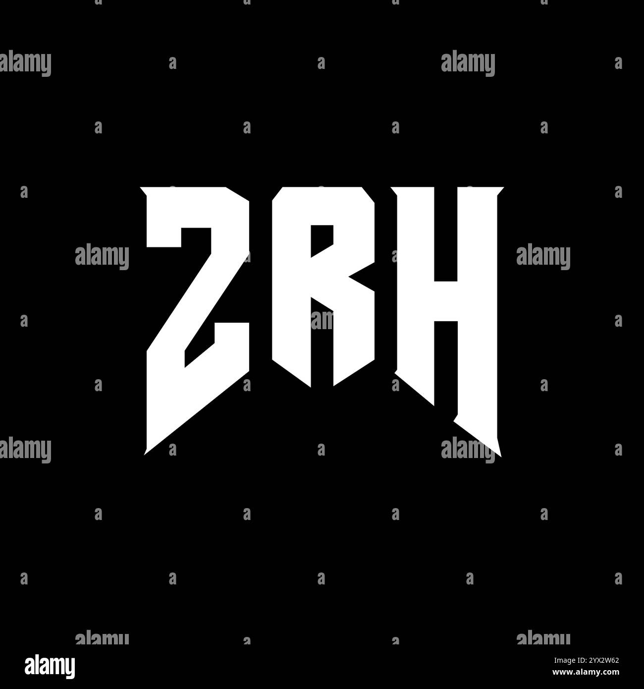 ZRH letter logo design for technology company. ZRH logo design black ...