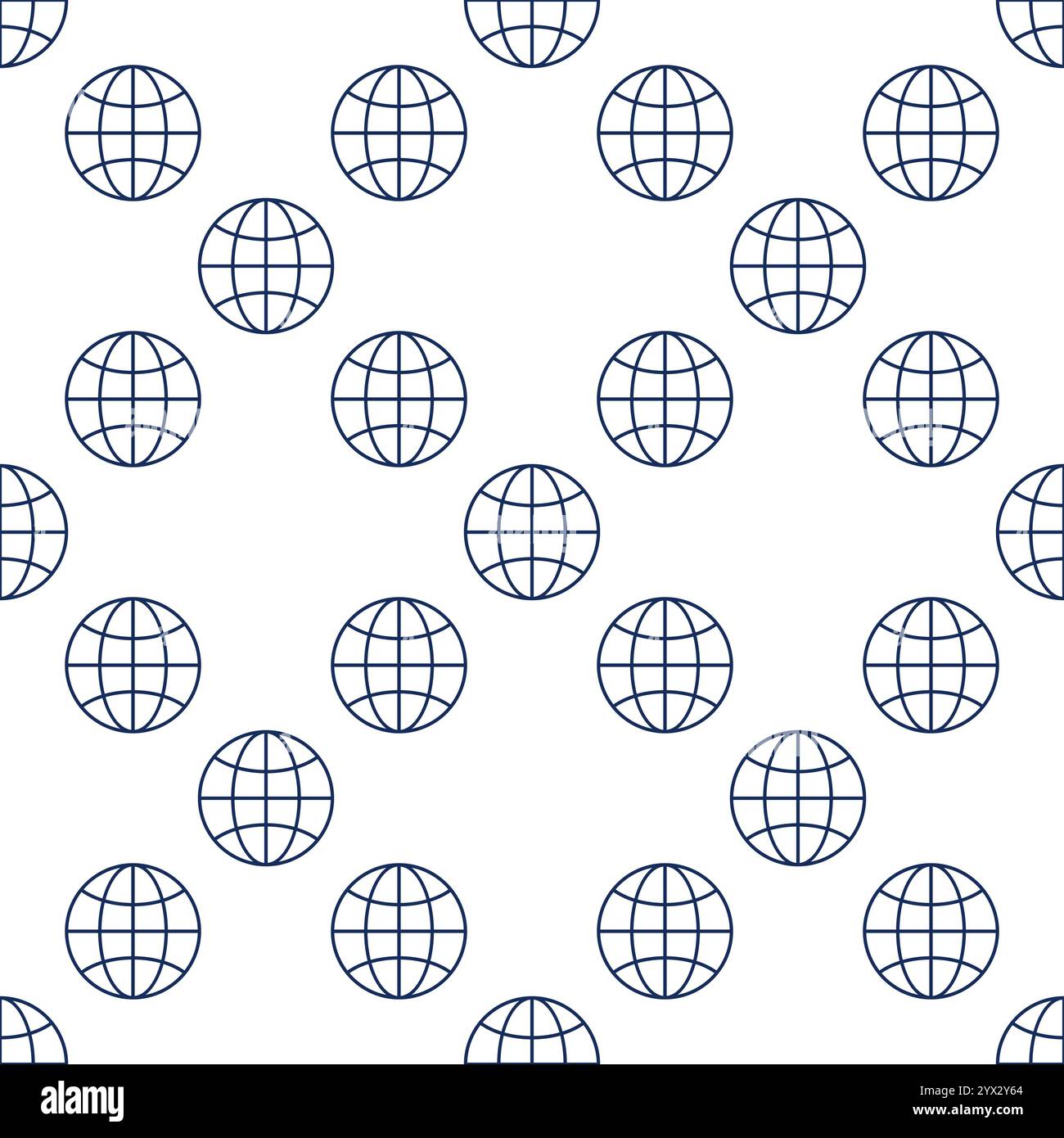 Vector Earth Globe concept simple round seamless pattern in outline ...