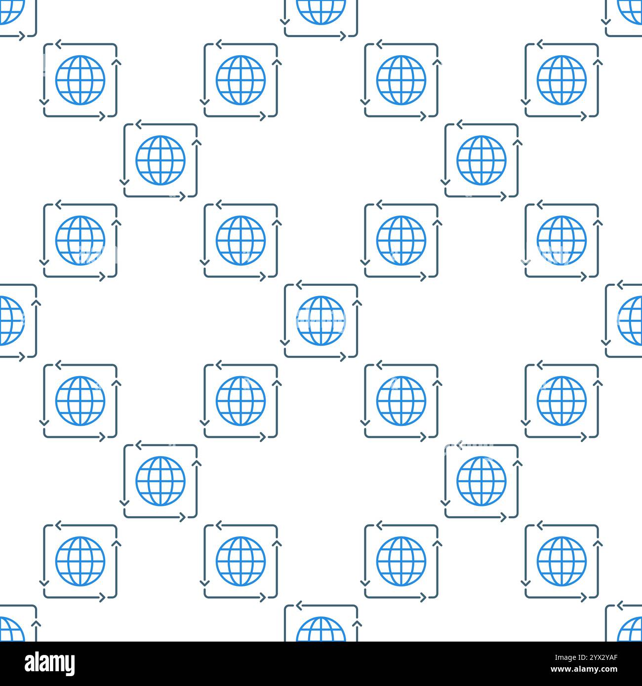 Earth Globe inside Arrows vector concept linear seamless pattern Stock ...