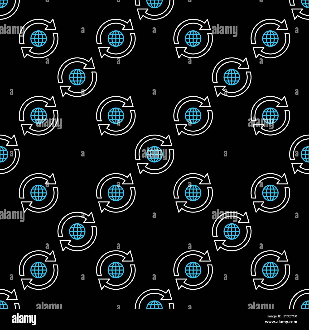 Small Earth Globe inside Arrows vector World concept outline seamless pattern Stock Vector