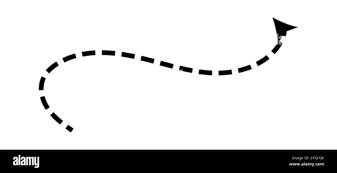 Dashed arrow set. Vector doodle dot line. Thin pointer arrows Stock ...