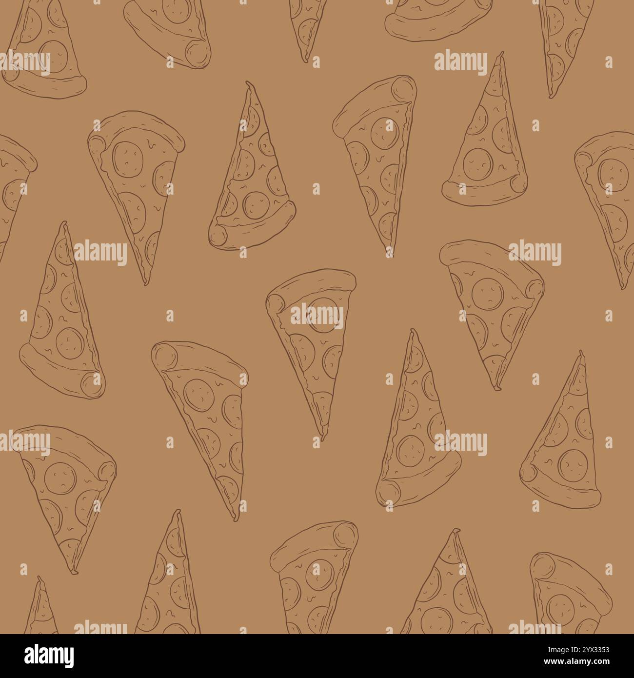 Pizza doodle seamless pattern. Vector background illustration Stock Vector