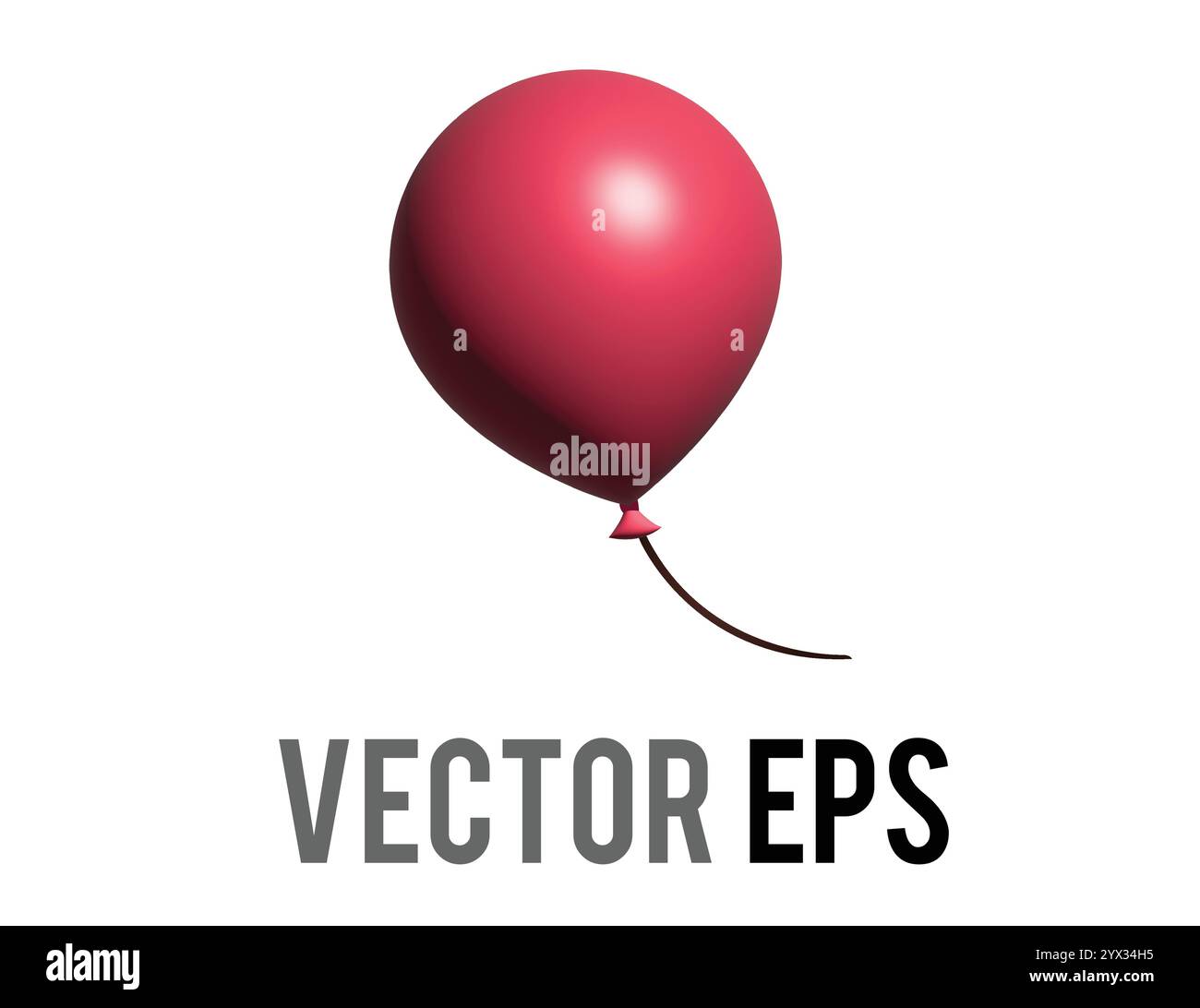 The 3D red air balloon on string icon, Christmas party, congratulations ...