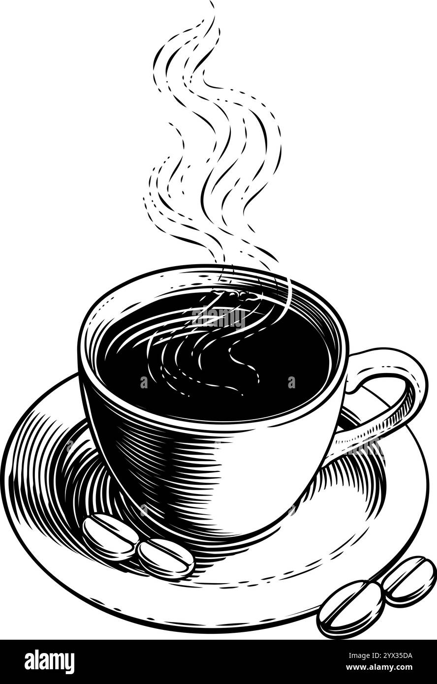 A Coffee Cup Mug and Coffee Beans Illustration Stock Vector Image & Art ...