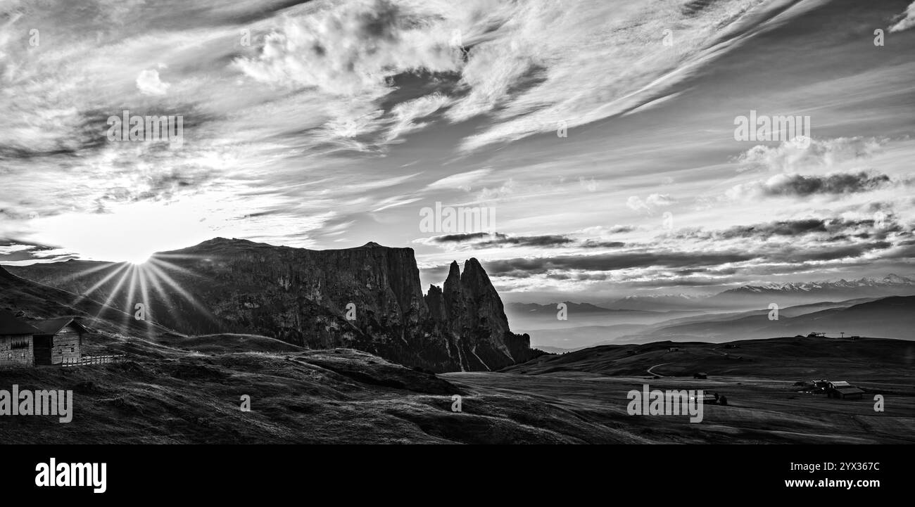View schlern in dolomites Black and White Stock Photos & Images - Alamy