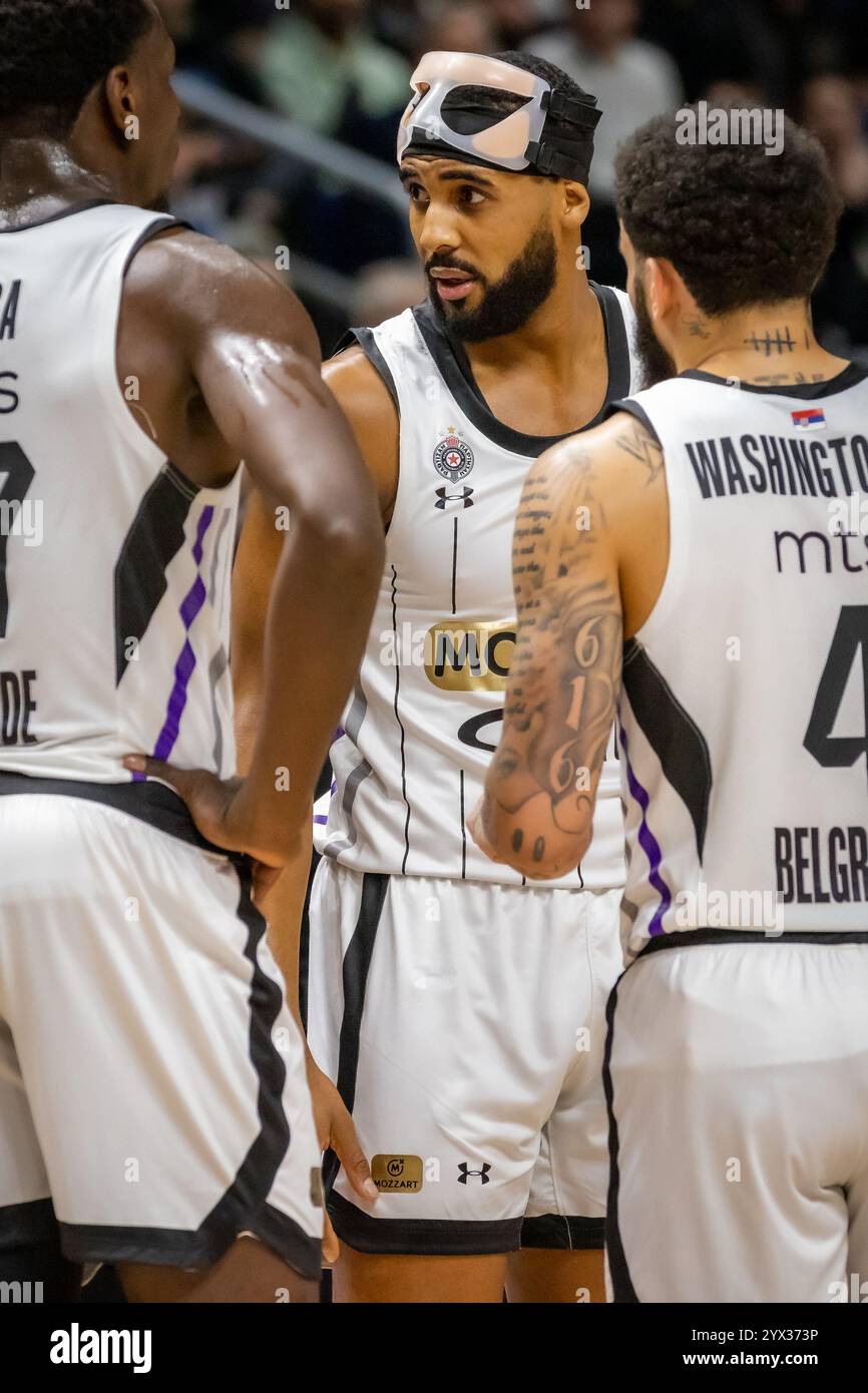 Berlin, Germany. 12th Dec, 2024. Brandon Davies (0) of Partizan Belgrade seen during the Turkish Airlines EuroLeague basketball match between ALBA Berlin and Partizan Mozzart Bet Belgrade at the Uber Arena in Berlin. Credit: Gonzales Photo/Alamy Live News Stock Photo