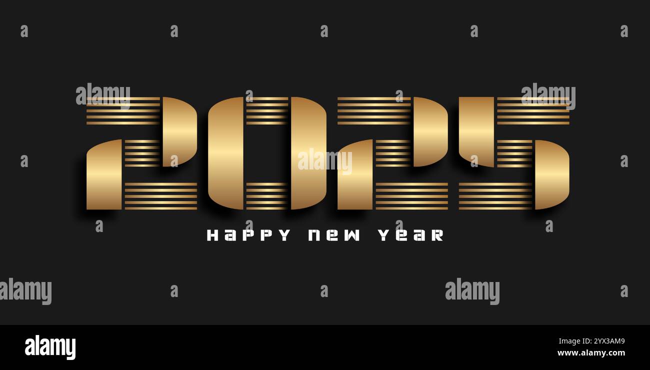 Modern minimal gold and black Happy New Year banner design Stock Vector ...