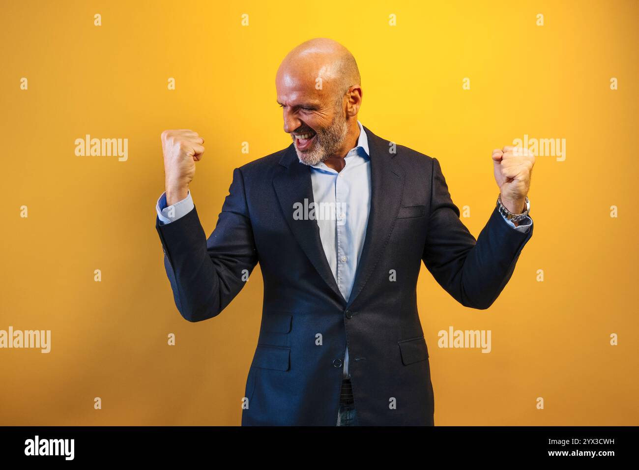 Raises arms in joy hi-res stock photography and images - Alamy