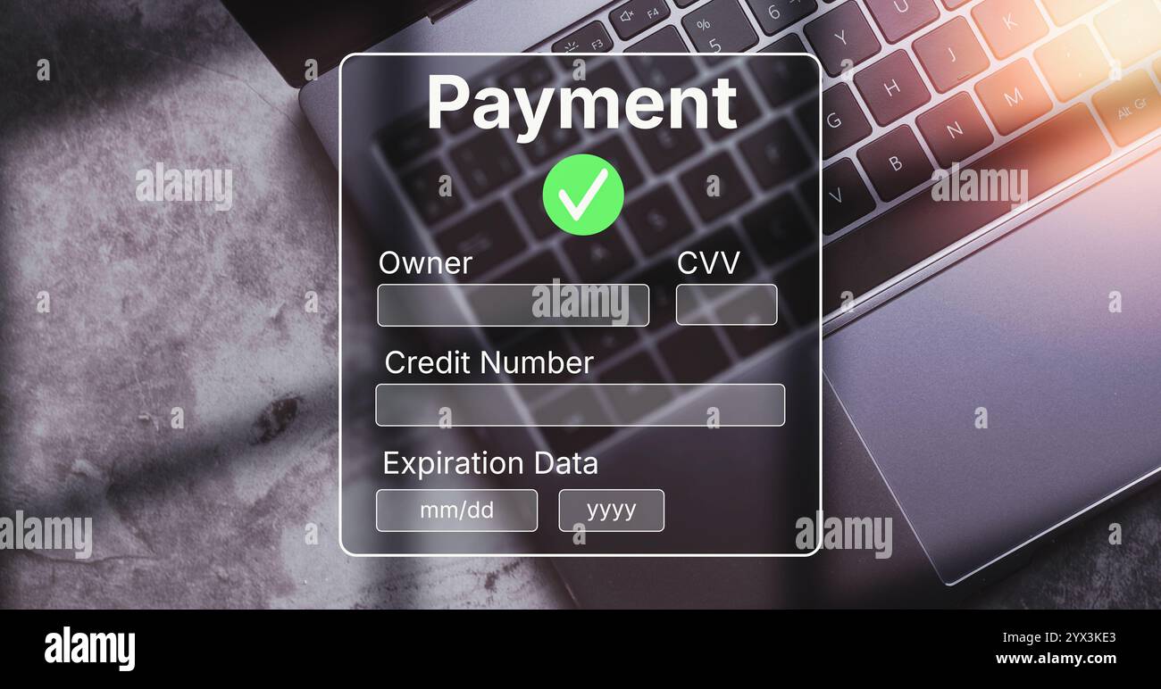 Laptop with banking interface on for financial transaction. Shopping ...
