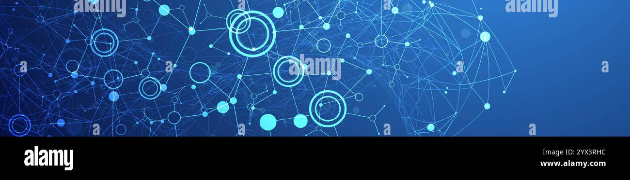 Scientific abstract background. Plexus effect and circles connected by lines. Hand drawn vector. Stock Vector