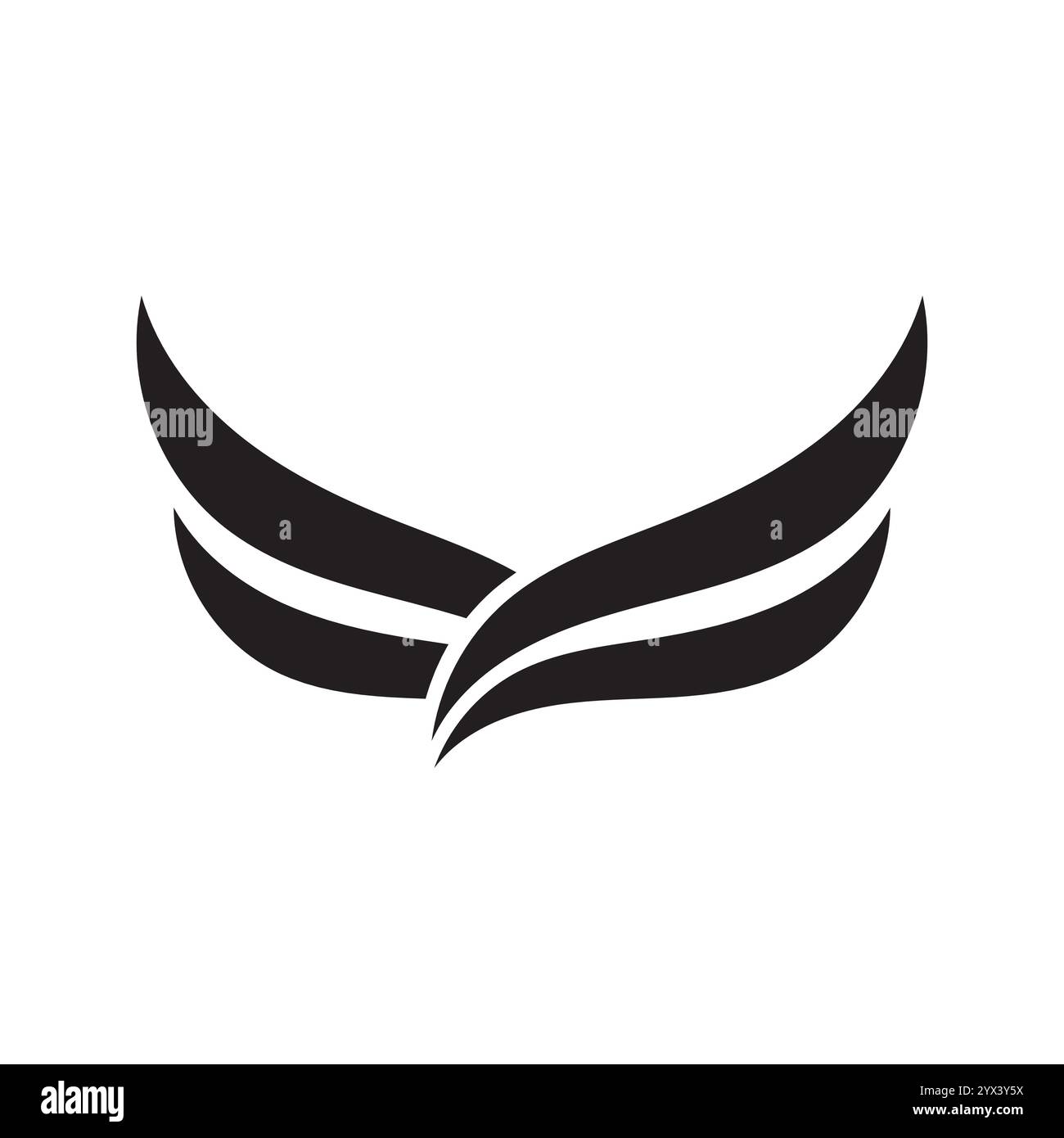 A minimalistic wing black and white vector illustration of a stylized ...