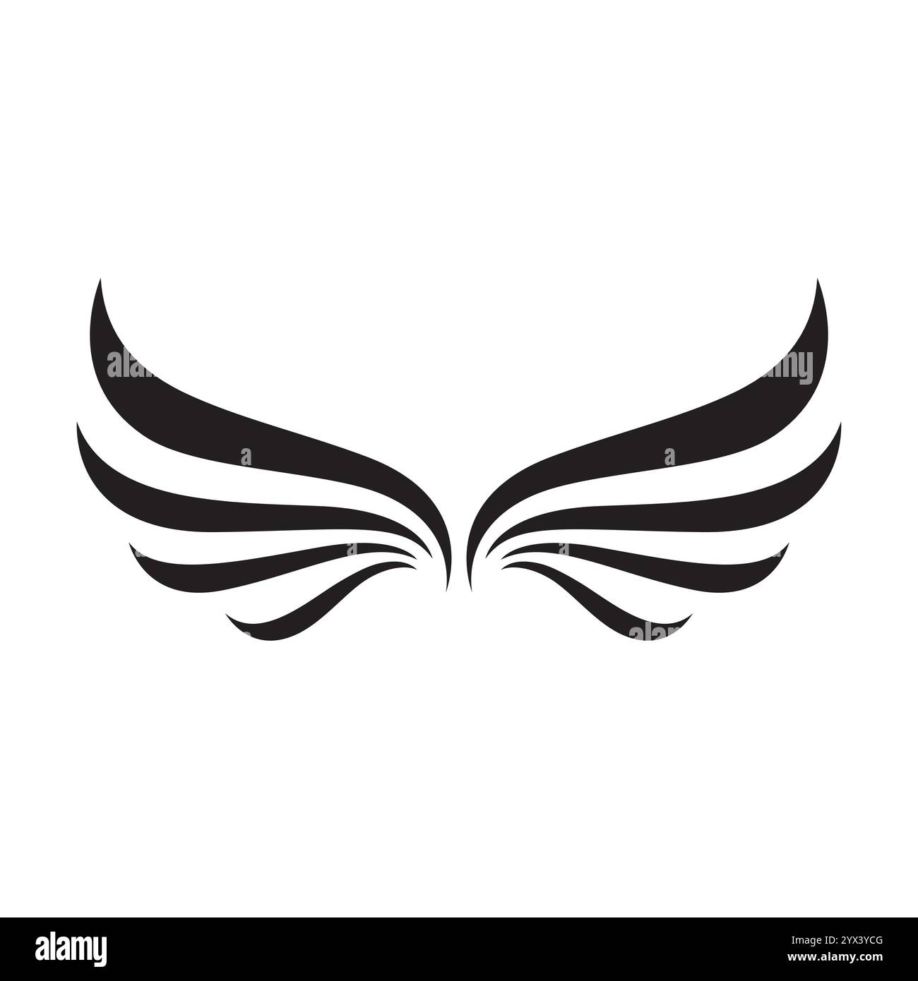 A minimalistic wing black and white vector illustration of a stylized ...