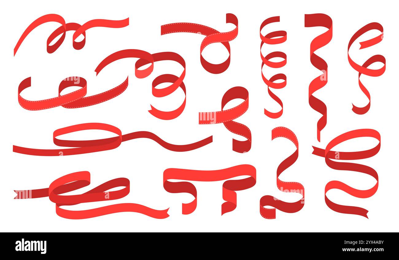 Set of isolated red ribbons. Vector Stock Vector Image & Art - Alamy