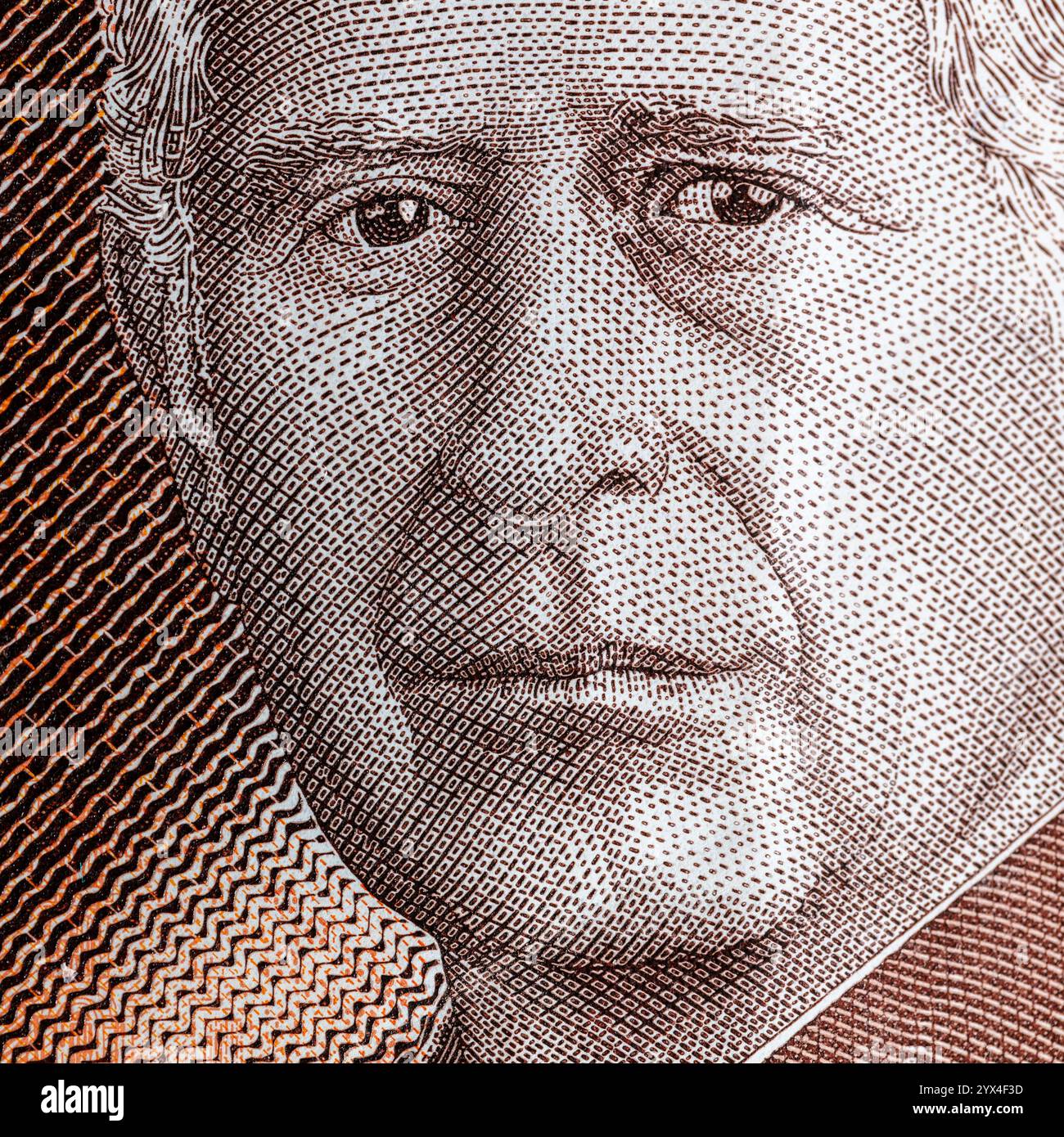 Bank of England new ten pound polymer banknote featuring King Charles. Stock Photo