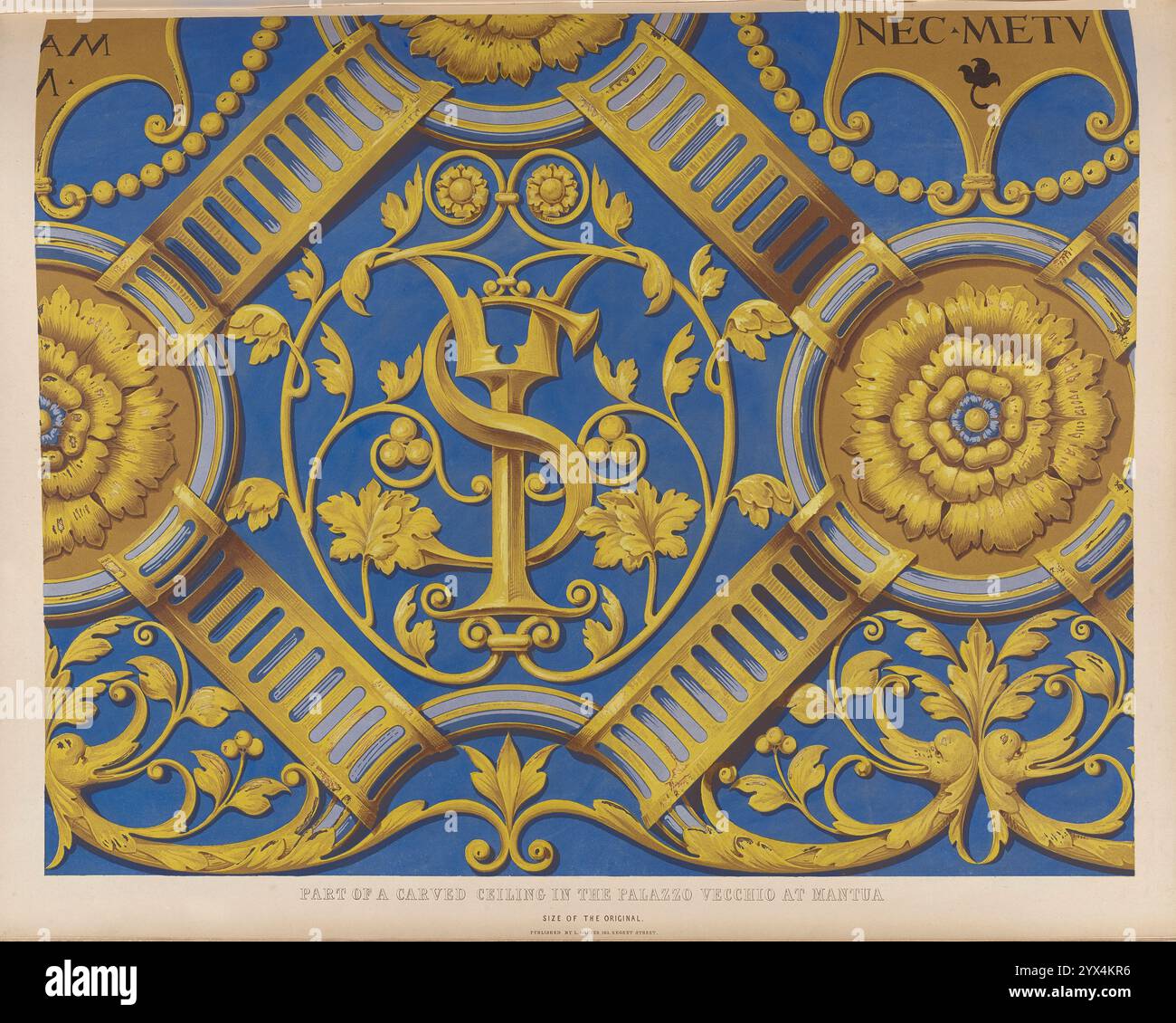 Part of a carved ceiling in Palazzo Vecchio at Mantua, 1850. From ...