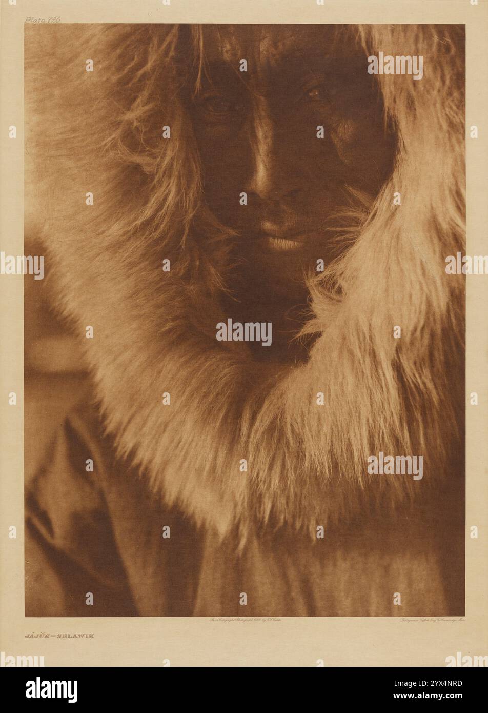 Selawik Wolves Jajuk-Selawik, 1928. Close-up portrait of Native American man in fur ...