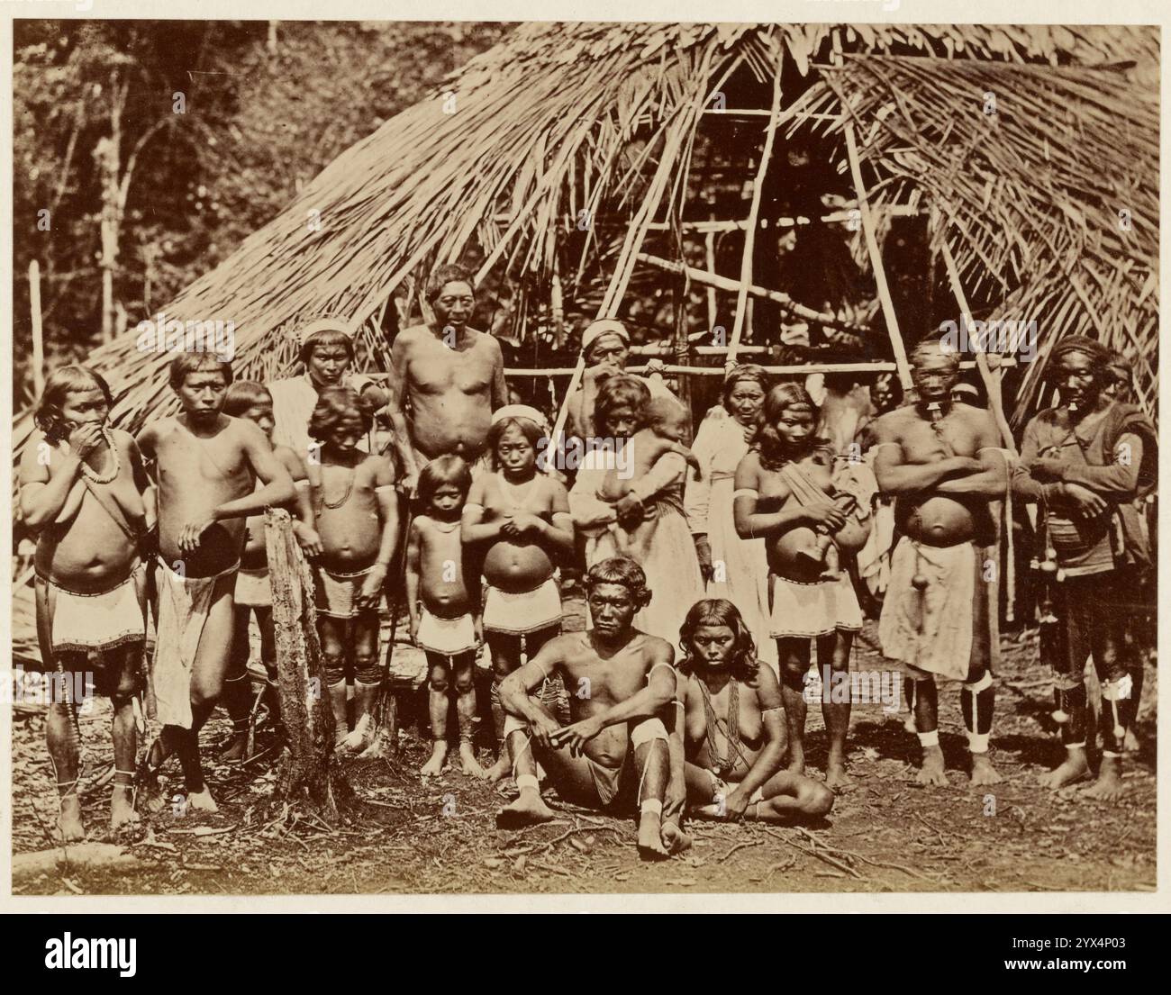 Group of Ackawoi Indians at Ay-Kuru on the Potaro River, Guyana, 1878 ...