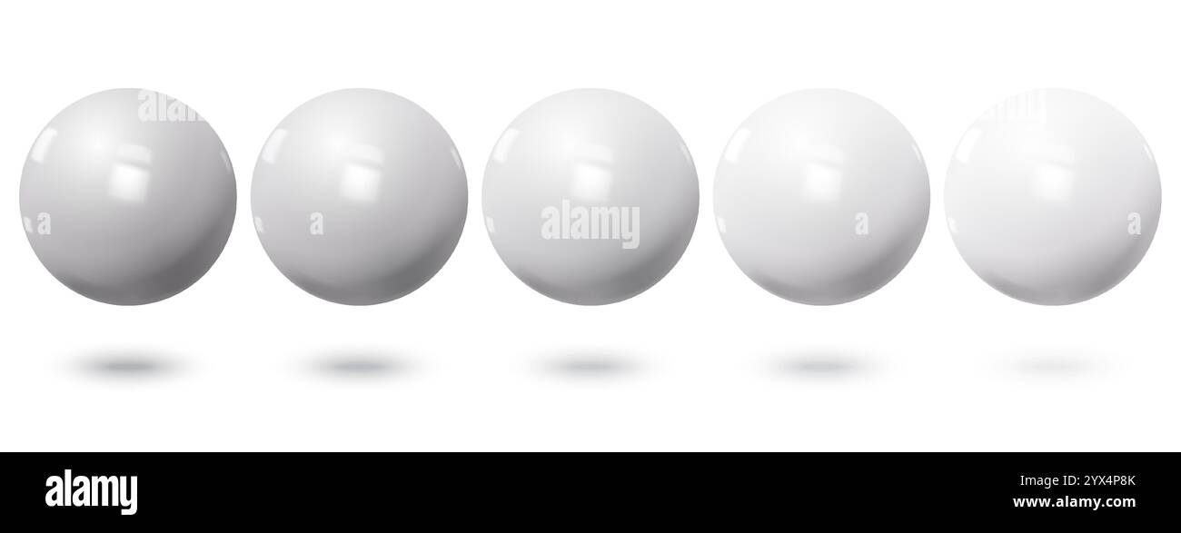 3D gray realistic balls with shadow. Spheres on white background. Stock Vector