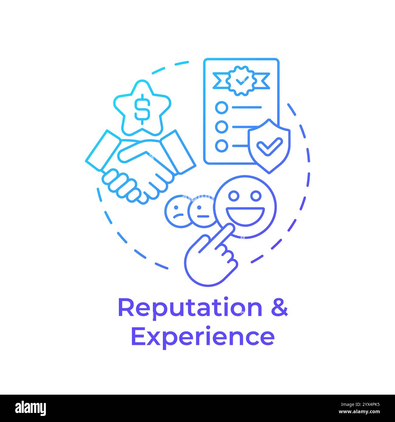 Reputation and expertise blue gradient concept icon Stock Vector