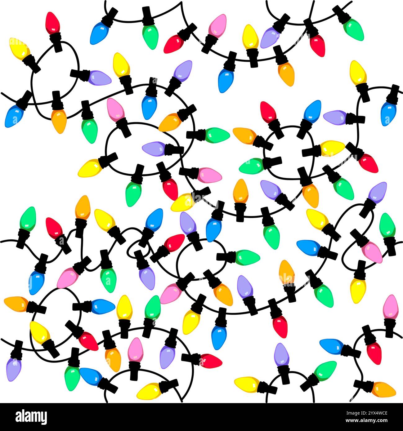 Multicolored bulbs on strand seamless pattern art Stock Vector