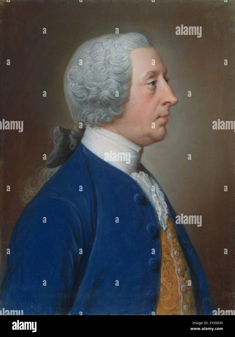 Henry Hoare, &quot;The Magnificent&quot;, of Stourhead, about 1750-1760.  Additional Info: Through strict profile in the manner of ancient Roman coins, William Hoare captures the commanding personality and charisma of Henry Hoare II (1705-1785). Although not related, the artist was a personal friend and frequent guest of the sitter, which enabled him to perceptively portray Henry Hoare's character. Astute management of the family bank, C. Hoare &amp; Co., financed Henry's extensive patronage of the arts, earning him the nickname &quot;The Magnificent.'' Under his direction, the garden at Stour Stock Photo