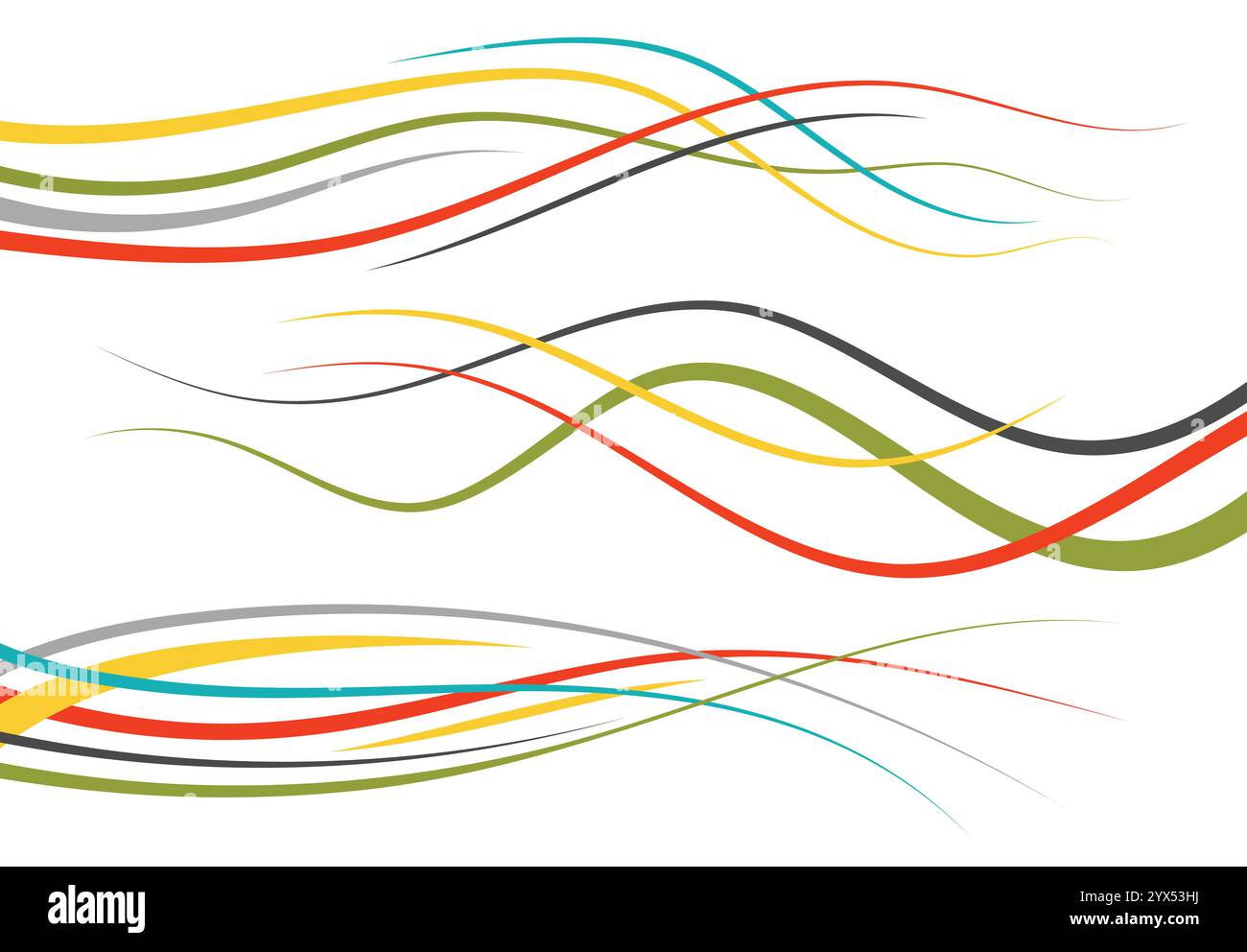 Set of abstract color curved lines. Wave design element. Vector ...