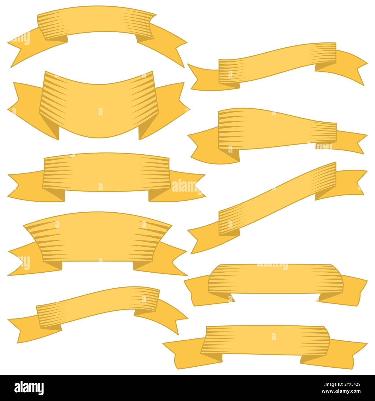 Set of ten yellow ribbons and banners for web design. Great design ...