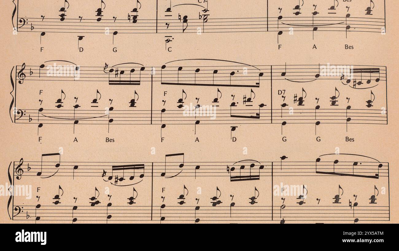 Vintage notes sheet music Stock Photo - Alamy