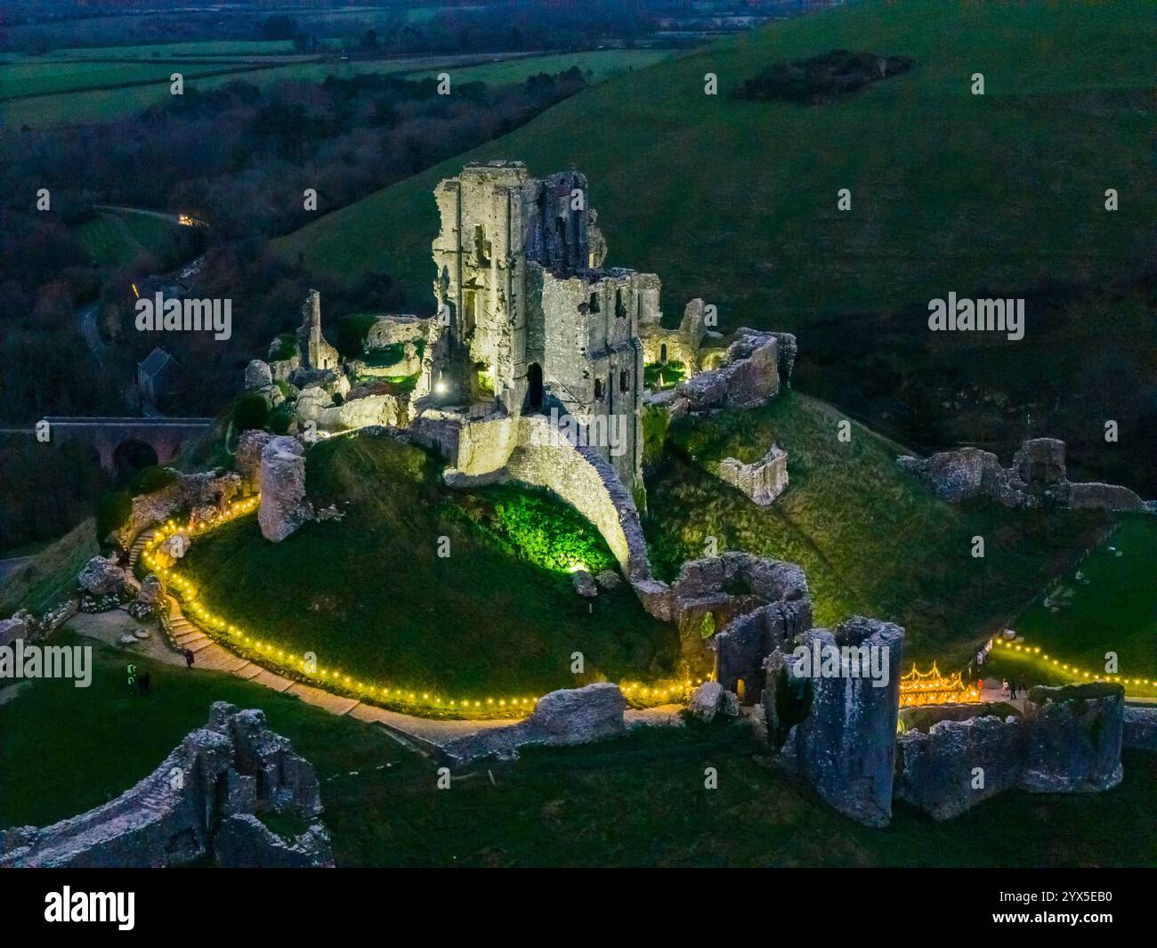 Corfe castle winter lights 2024 hi-res stock photography and images - Alamy