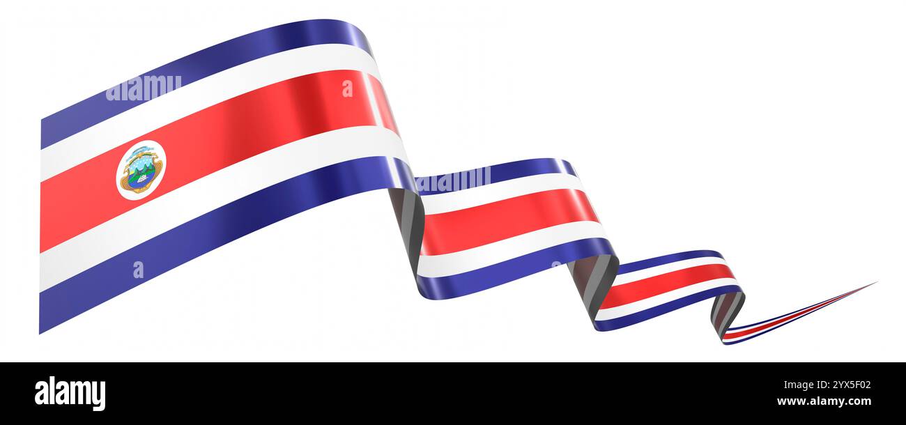 Costa Rica flag - wavy ribbon isolated on white background - 3D ...