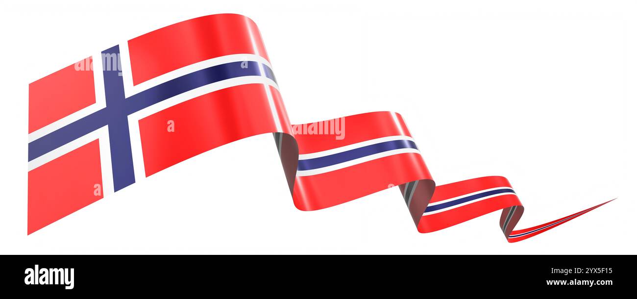 Norway flag - wavy ribbon isolated on white background - 3D ...