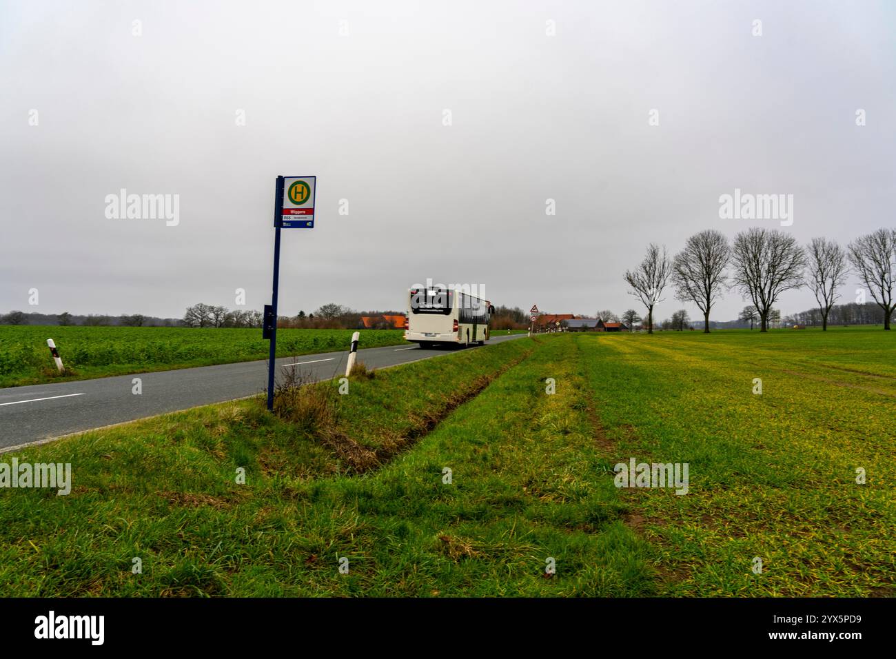 Wiggers bus stop, in the countryside near Sendenhorst, route R55, RVM Regionalverkehr Münsterland,  from Ahlen to Sendenhorst, runs hourly on weekdays Stock Photo