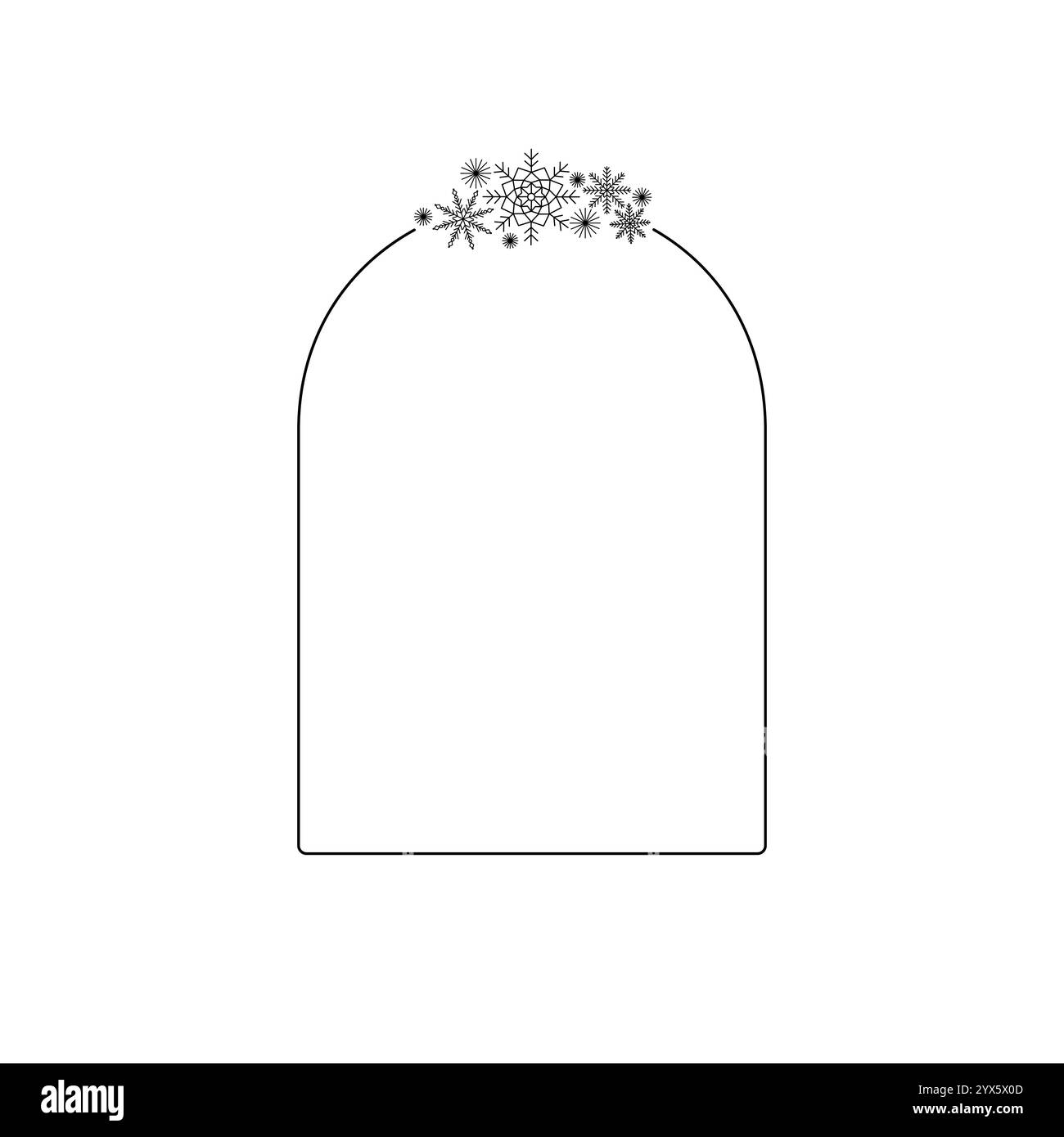 Snowflakes thin minimalist frame simple hand drawn vector outline ...