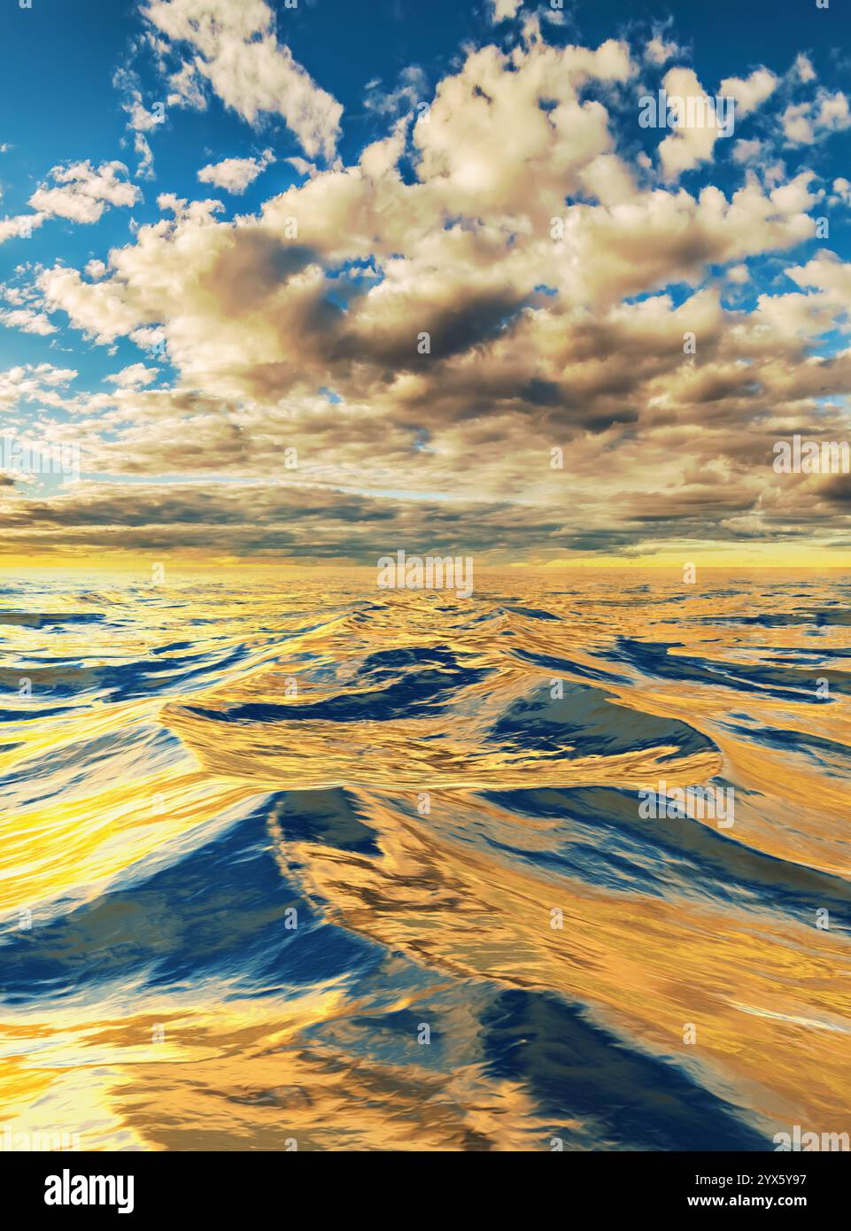 Incoming storm clouds reflected in rough open water Stock Photo