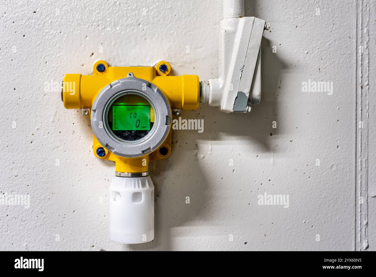 Yellow wall mounted industrial carbon monoxide gas monitoring detector ...