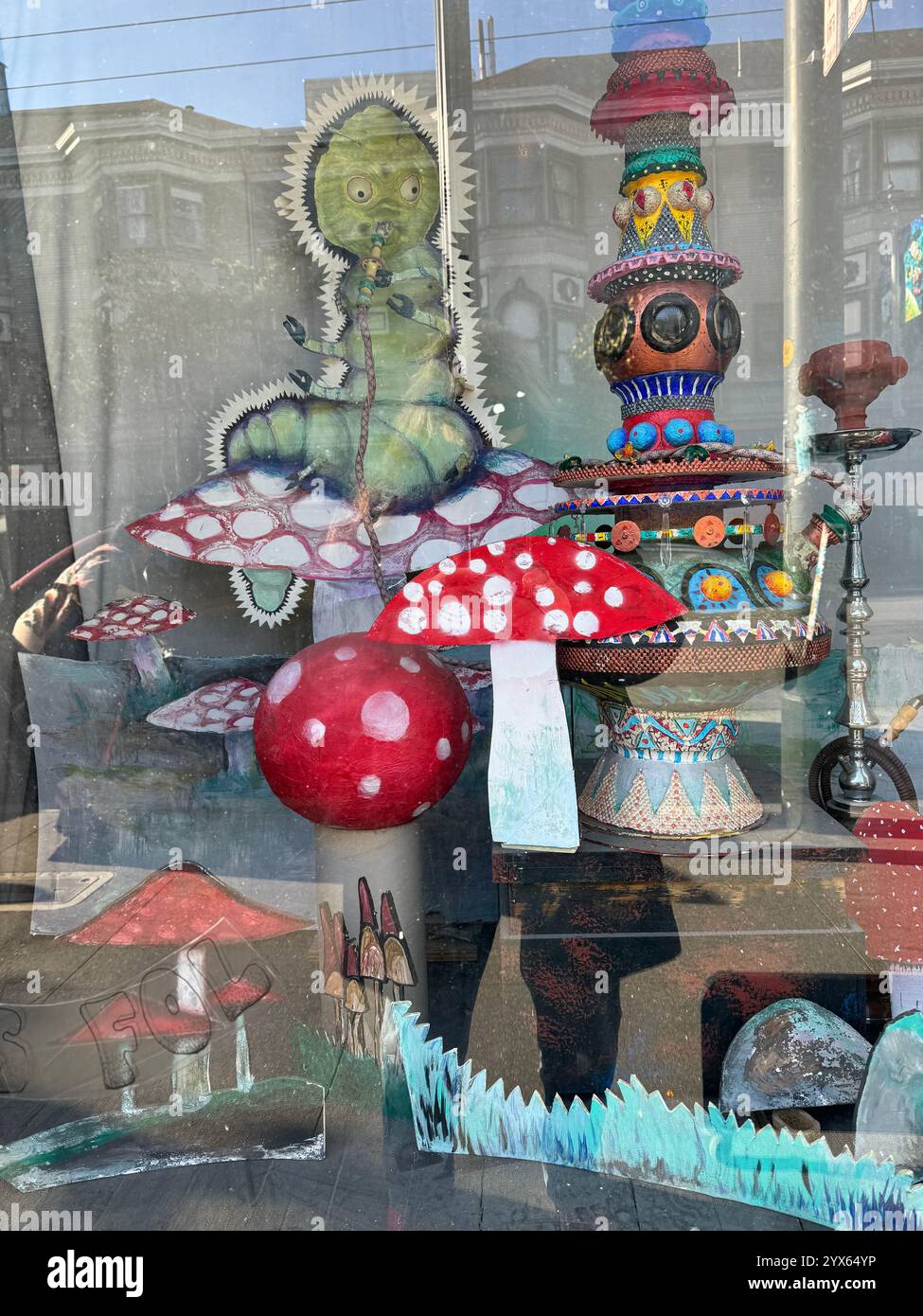 A shop window on Haight Street in the Haight Ashbury neighborhood of San Francisco, California. - Smartphone Captured Stock Image