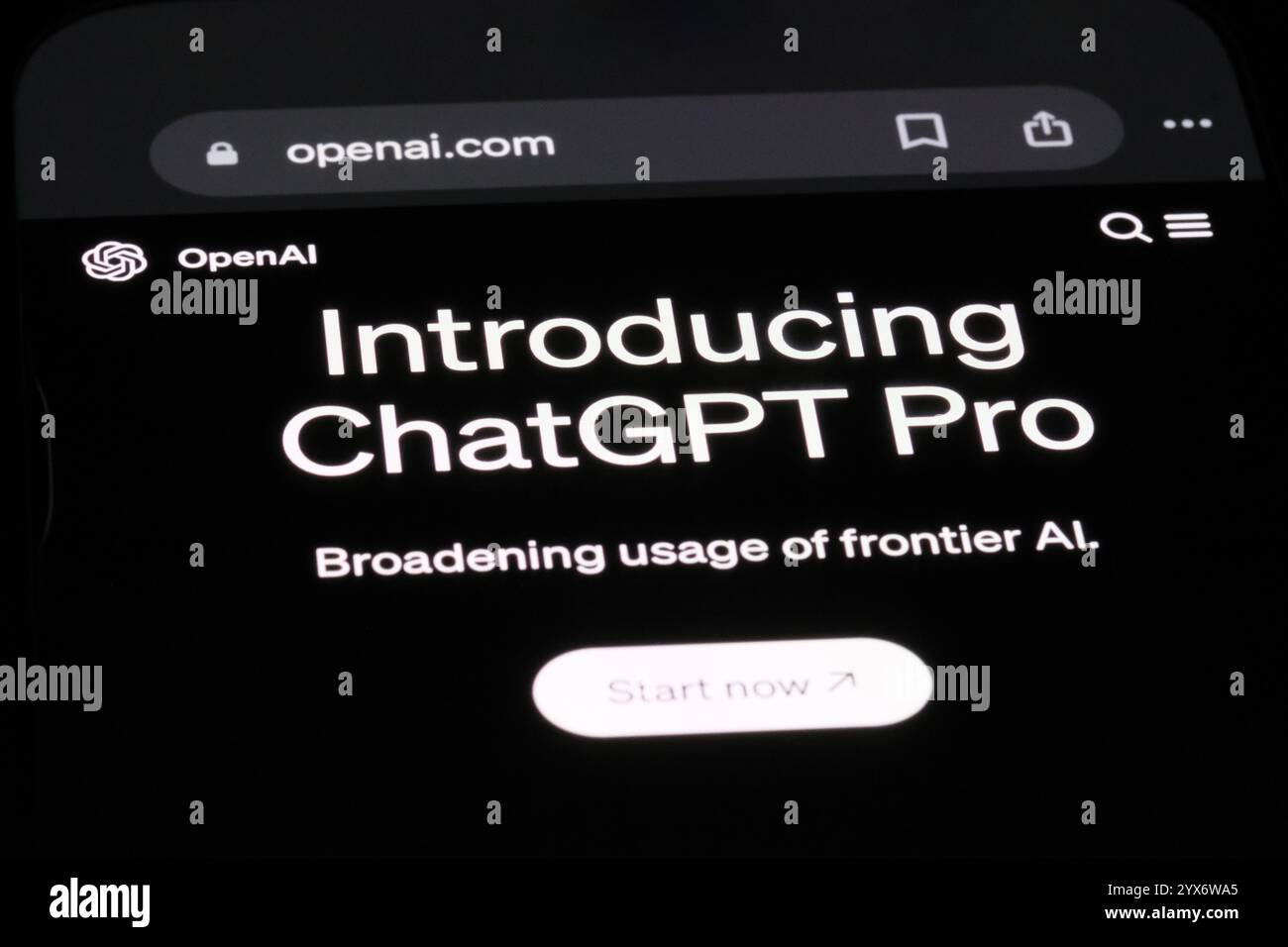 ChatGPT Pro AI model on OpenAI website Stock Photo