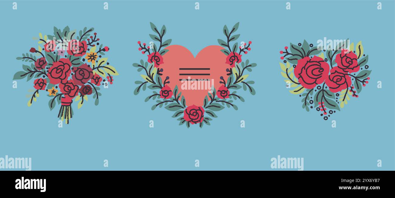 Classic bouquet with red roses Stock Vector Image & Art - Alamy