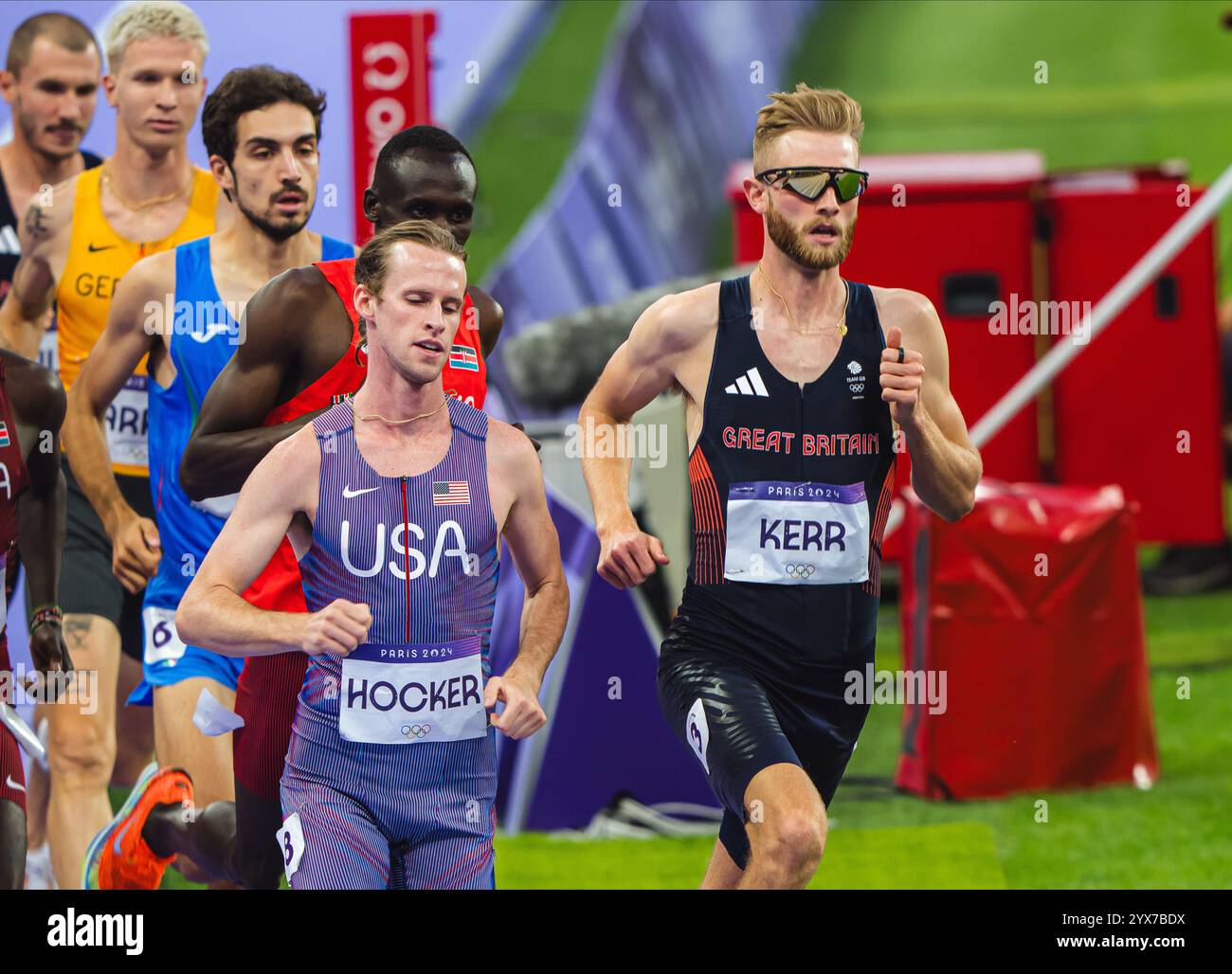 Josh Kerr participating in the 1500 meters at the Paris 2024 Olympic