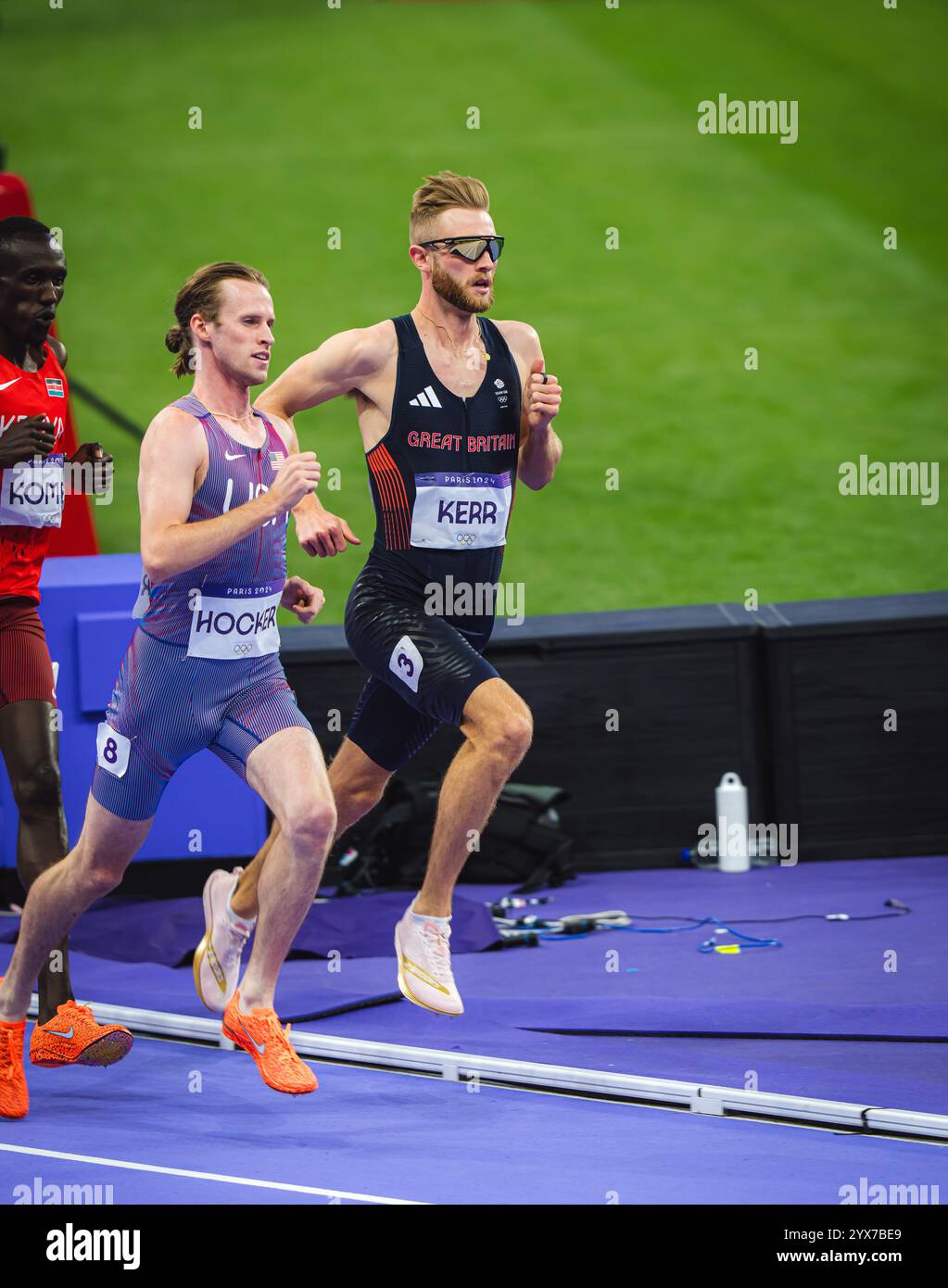 Josh Kerr participating in the 1500 meters at the Paris 2024 Olympic
