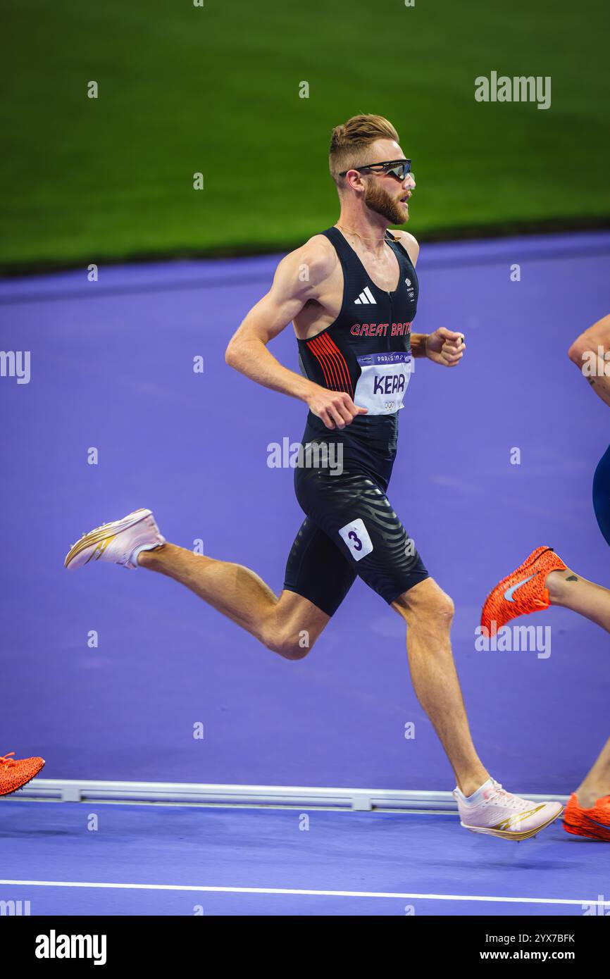 Josh Kerr participating in the 1500 meters at the Paris 2024 Olympic