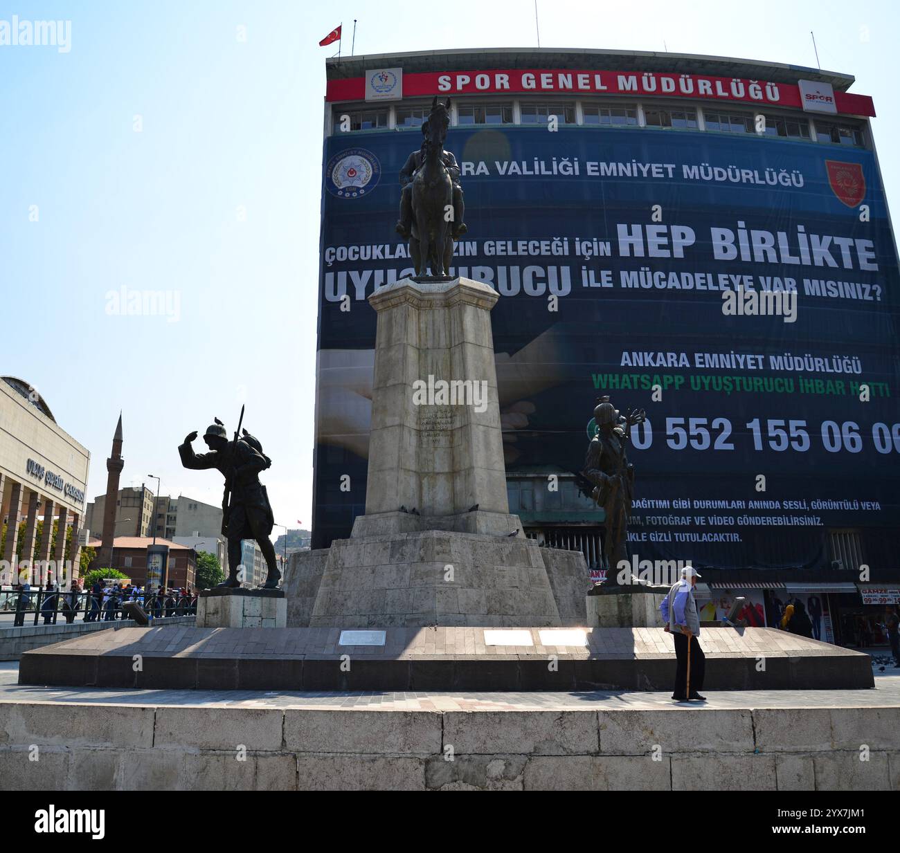 Ankara, Turkey. 12 August, 2017. Ataturk Statue in Ulus, Ankara, Turkey. Stock Photo