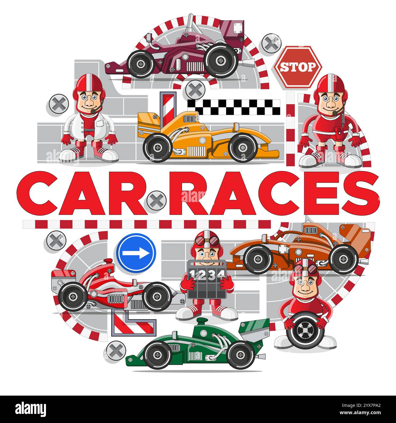 Lettering. Set on the theme of car racing. Isolated on white background ...