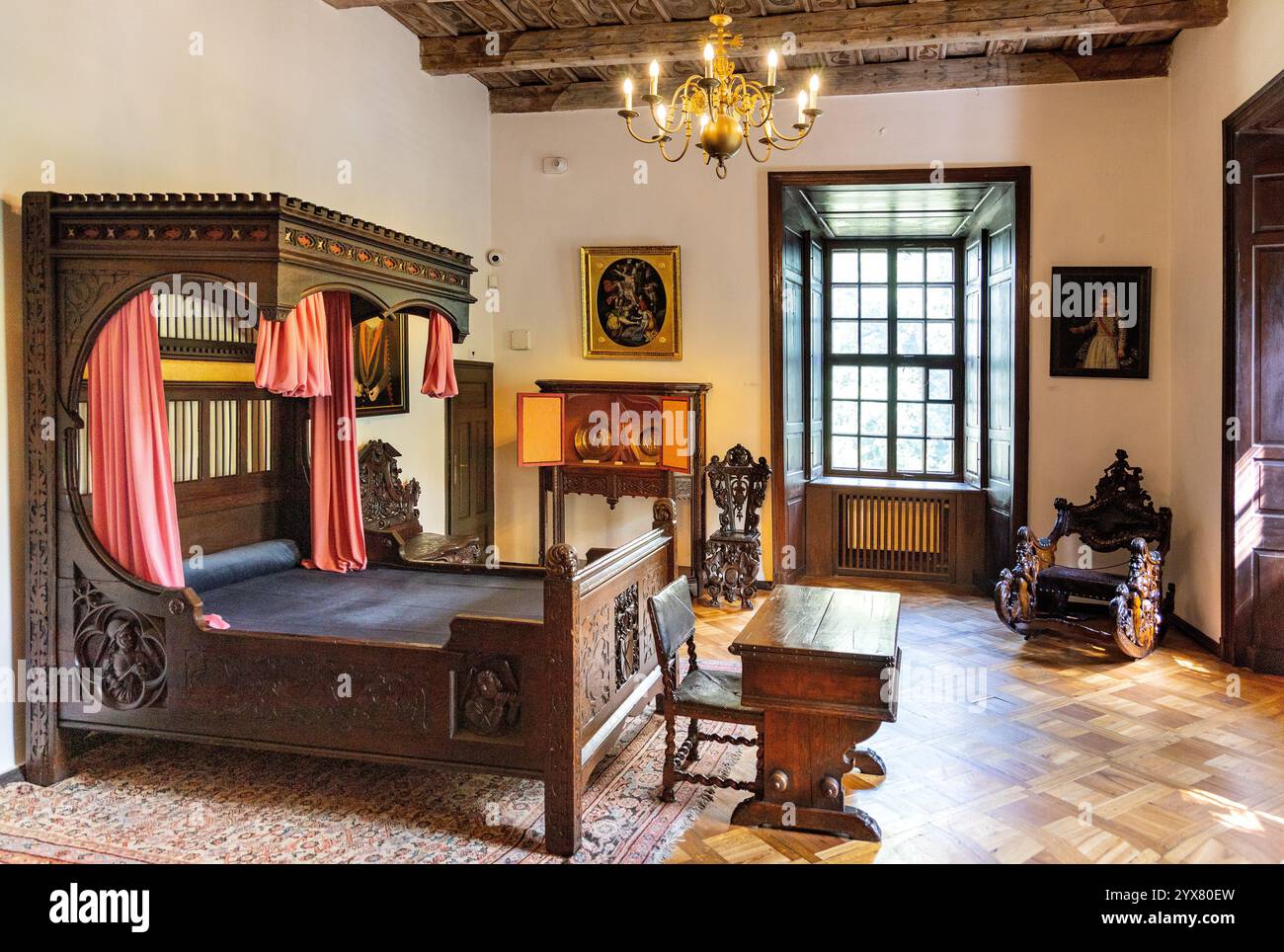 Oporow, Poland - August 17, 2024: Main bedroom chamber interior of ...