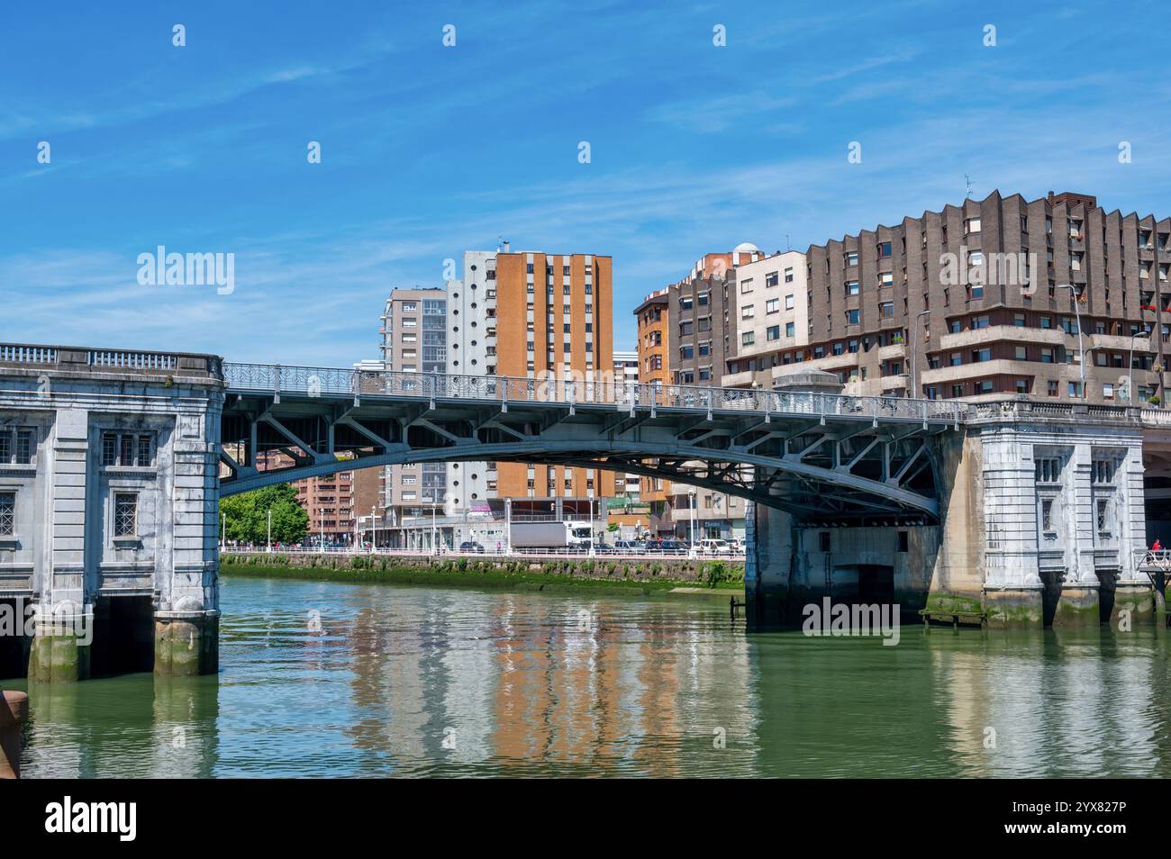 Bilbao, Spain- May 27, 2024: Deusto  Bridge on the river Nervión in Bilbao Stock Photo
